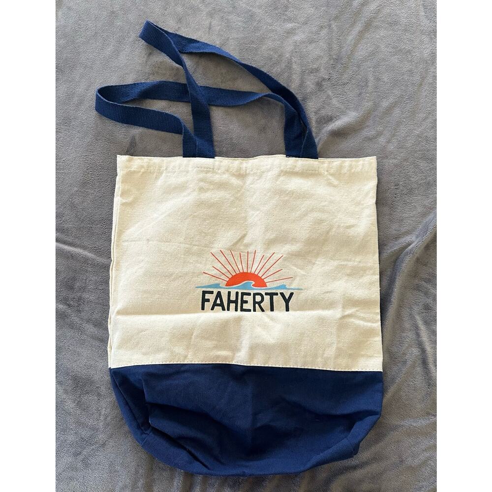 FAHERTY Tote Bag Canvas Logo Reusable Sustainable Travel Shopping  15"X17"